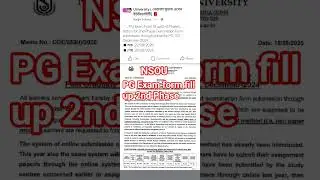 NSOU PG Exam form fill up //2025 //2nd Phase /Netaji Subhas Open University //