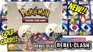 GOLD CARD🤩🎉!!!Opening the NEW Pokemon Sword & Shield REBEL CLASH Booster Box!!!!