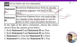 Restriction Endonuclease finds its specific recognition sequence and binds to the DNA. Statement II: