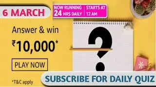 Amazon Daily Quiz Answers Today | Win 10000 Amazon Pay Balance | 6 February 2021 |