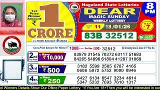 Lottery Result Live Nagaland 8 PM | DEAR MAGIC SUNDAY 18.01.2026 | Lottery Live