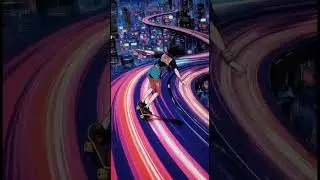 Neon Overdrive Hillbomb | #animeskateboarding #animeskater