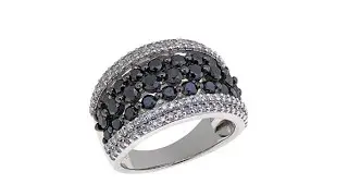 2.02ctw Black and White Diamond Sterling Silver Band Ring
