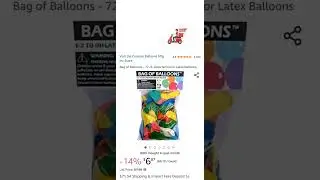 Bag of Balloons - 72 ct. Assorted Color Latex Balloons  #Amazon #coupon #discount