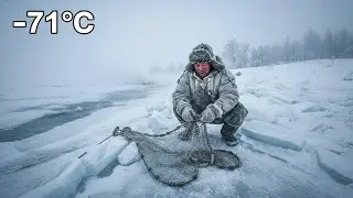 At &ndash;70&deg;C, a 73-Year-Old Elder Repairs Broken Fishing Nets on a Frozen River