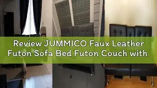 Review JUMMICO Faux Leather Futon Sofa Bed Futon Couch with Removable Armrests Adjustable Sleeper So