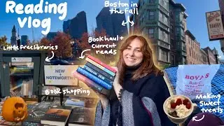 Spooky cozy Fall reading vlog | current reads, a day out in Boston visiting little free libraries 📚🍁