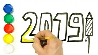DRAWING FOR KIDS &rsaquo; New Year coloring page, how to draw numbers for children, toy art