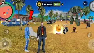 Rope Hero: Vice Town (Mutant Man Fight Blue Shirt Baywatch) Stone Man on Beach - Android Gameplay HD