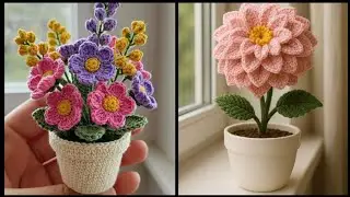Lily Flowers Crochet Patterns Cute Easy DIY Crochet Mini Storage Pot Flowers Beginners Projects Free