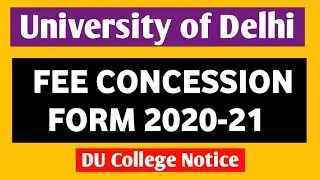 DU College Fees Concession Form 2020-21 | Zakir Hussain Delhi College FEE CONCESSION FORM 2020-21
