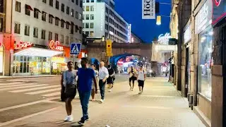Stockholm Walks: Kungsgatan. Summer evening in beautiful part of central Stockholm. Streetlife in 4K