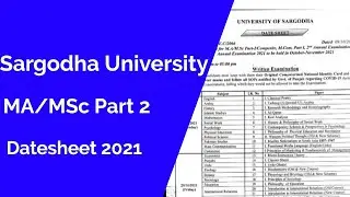 MA /MSc part 2 datesheet 2021 university of sargodha | MA/MSc date sheet 2021