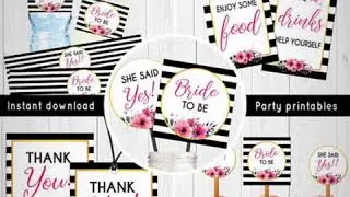 Bridal shower decorations - Printable party pack