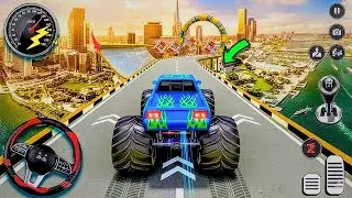 thunder Old Bison Super Blue Monster Truck - The World Mega Truck Ramp Race - Best Mega Truck - 183