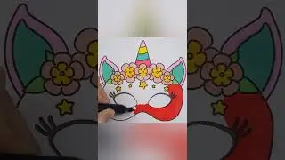 Unicorn Mask with Flowers and Cat Ears Drawing Painting and Colouring for Kids & Toddlers #shorts