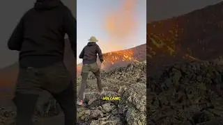 How high is the temperature of volcanic lava? The guy went to experience it himself #shorts