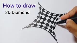 Easy 3D art step by step | 3D diamond pattern start to end |  zentangle pattern| Doodle style art