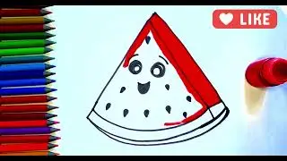 Simple Watermelon Drawing Tutorial 🍉 | Easy Art Lesson for Kids