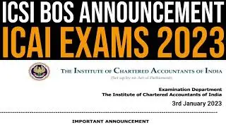 ICAI BOS Announcement For All CA Students | CA Exams 2023 | CA Foundation,Inter,Final Students