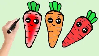 Cute Kawaii Carrot drawing #drawingandcoloring  #CuteCarrotdrawing #CarrotArt