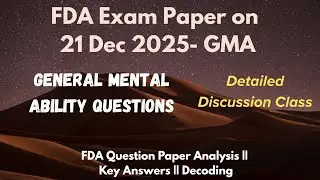 FDA Exam 21/12/2025 | Subject-wise Question Paper Analysis | General Mental Ability | Quick tricks