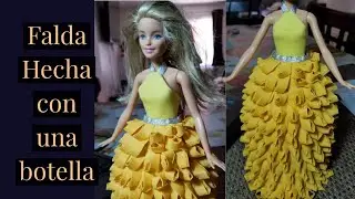 #diy  #botellaplastica haciendo una falda para mu&ntilde;eca