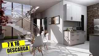 PLANO DE CASA 7 X 16 / HOUSE PLANS 7 X 16 / RUMAH 7 X 16 / SOBRADO 7 X 16