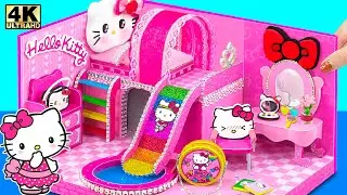 How To Make Hello Kitty House With Rainbow Slide Pool From Cardboard, Clay 🏠✨❤️ DIY Miniature House
