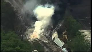 Huge blast after cargo train derails in Baltimore