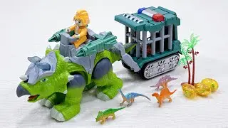 Unboxing racing car, dinosaur trailer, remote-controlled caterpillar, convertible car
