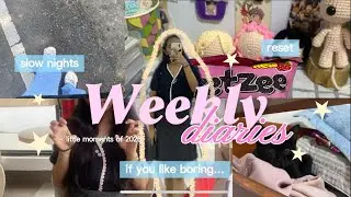 weekly diaries ˚ ༘ ೀ⋆｡˚ | if you like boring | crochet | life in question | reset | journaling