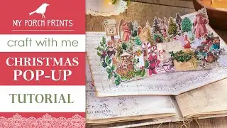Craft With Me!🤍 EASY Christmas Pop-Up Page | My Porch Prints Junk Journal & Crafting Tutorials