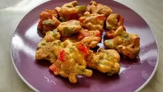 Shimla mirch ke pakode. Capsicum fritters recipe.
