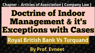 Doctrine of Indoor Management | Exceptions of doctrine of indoor management | Royal British Bank Vs