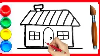 House drawing step by step । Ghar ka chitra । घर का चित्र ।  Easy House Drawing Video 
