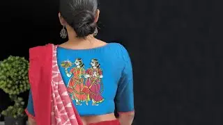 Tanjore Style Fabric Painting #50 l Beautiful Pattachitra motif in Tanjore style painting on blouse