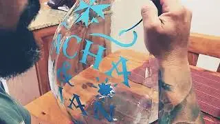 Pinstripe on Glass Wine Barrel part 1