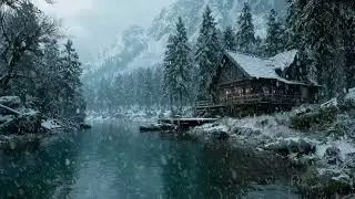 Nighttime Snow and Cold Wind Sounds | Deep Winter Sleep Ambience for Stress Relief and Calm
