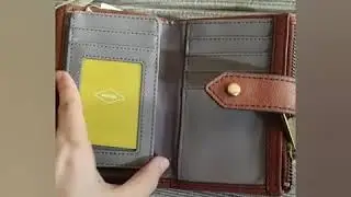 Dompet FOSSIL Lainie Lainey Multifunction Wallet Medium  Brown & Golden Yellow sz. 14x9cm.