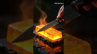 Slicing Through Molten Gold with a Knife &mdash; Mesmerizing Close-Up!