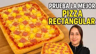 How to make a rectangular pizza, check out this video. 🤤🍕 #pizza