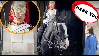 King's Guard was DELIGHTED when a RESPECTFUL Tourist expressed gratitude to him.