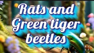 Rats and Green tiger beetles looking Eating food #cute #viralvideo #trending #dhcreate Ai 2025