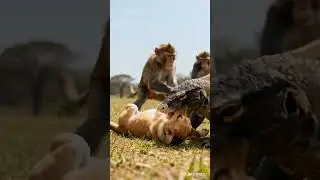 Epic Showdown: Monkey vs Komodo Dragon to Save Dog#animals #wildlife