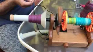 Hansen Mini-spinner to wind cone yarn with quill attachment