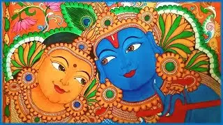 A Radha-Krishna Mural painting attempt by me.