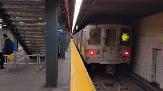 NYC Subway: Q trains via the F Line at 57 St-6 Av (Broadway Line Fastrack 2024)
