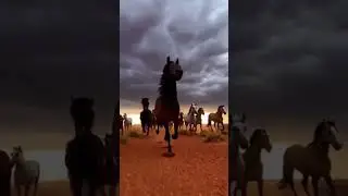 Chasing the Storm: Wild Mustangs in the Desert 🌩️🐎 #animals #wildanimals #animalland #wildog