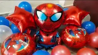 🕸🕷SPIDER. MAN. foilballoons. colorfull🎈. 💙❤🦷. blowing. poping💥. video..